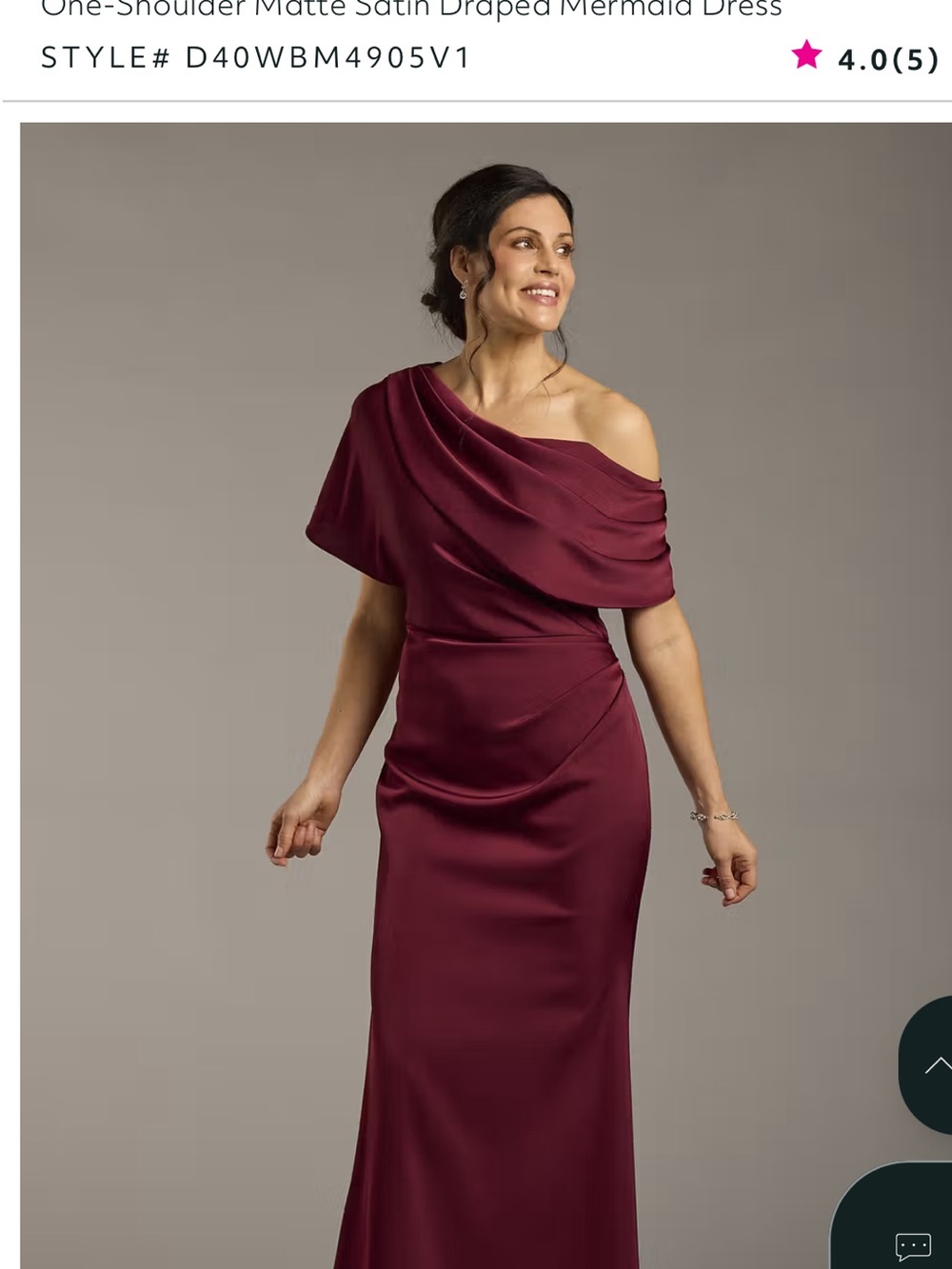 Oleg Cassini One-Shoulder Burgundy Evening Gown